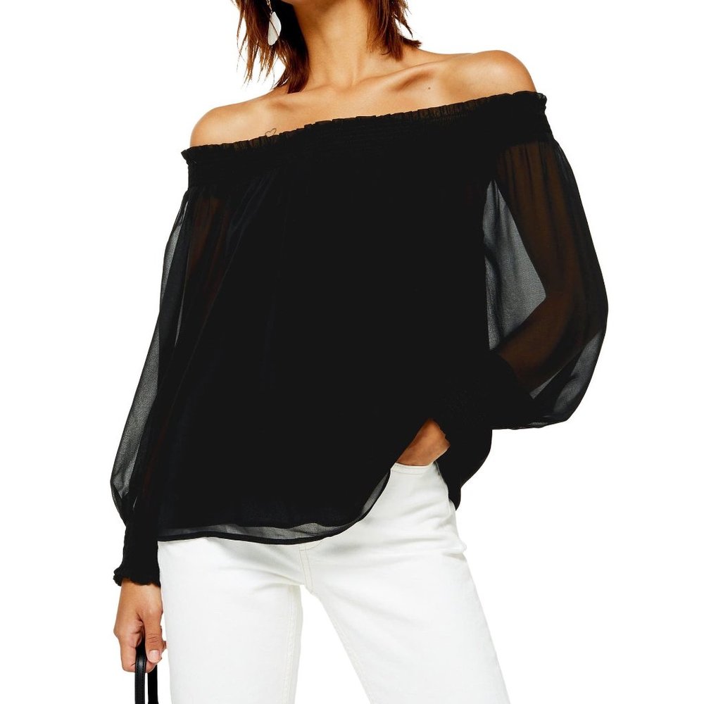 TOPSHOP Sheer Off Shoulder Blouse